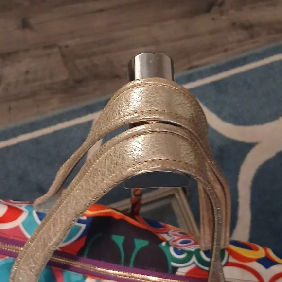 Coach Poppy Multicolor Tote with Gold Straps - Picture 6 of 11